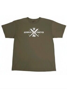 Assholes*s Live Forever T-Shirt Army Green Size L Comfy Graphic
